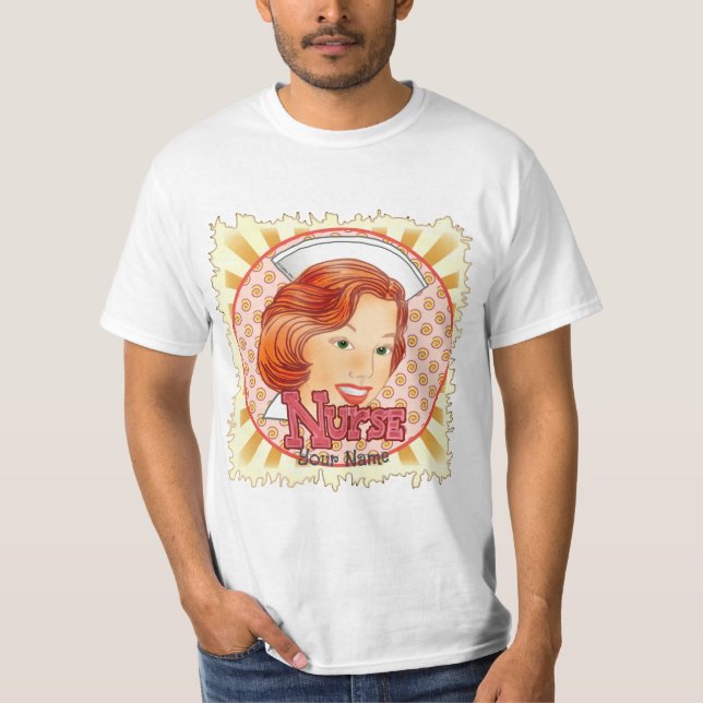 t-shirt d'infirmière aux cheveux roux  (Devant)