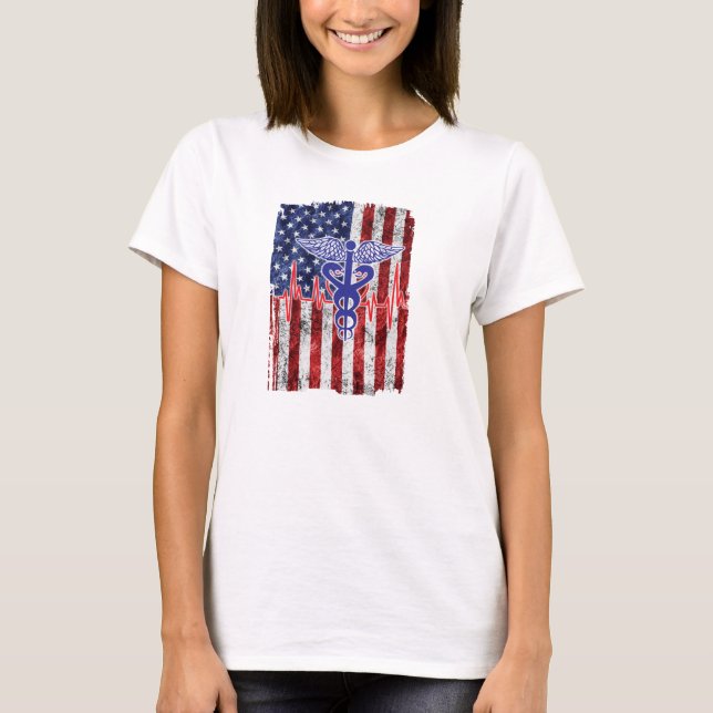 T-shirt d'infirmière de drapeau américain (Devant)