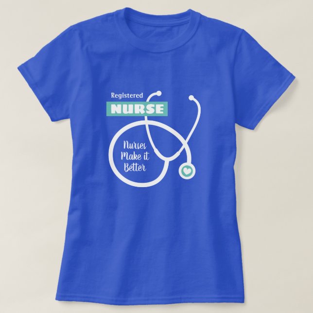 T-shirt d'infirmière de la RN avec design stéthosc (Design devant)