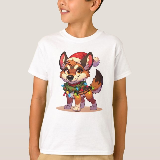T-shirt Dingo Joyeux Noël Animaux d'hiver mignons Dingos (Devant)