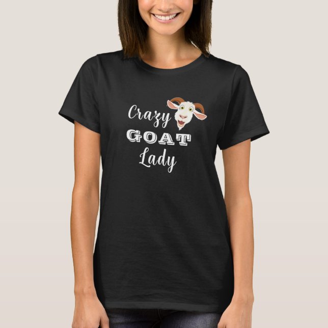 T-shirt Dingue chèvre Lady Drôle Drôle Cartoon (Devant)