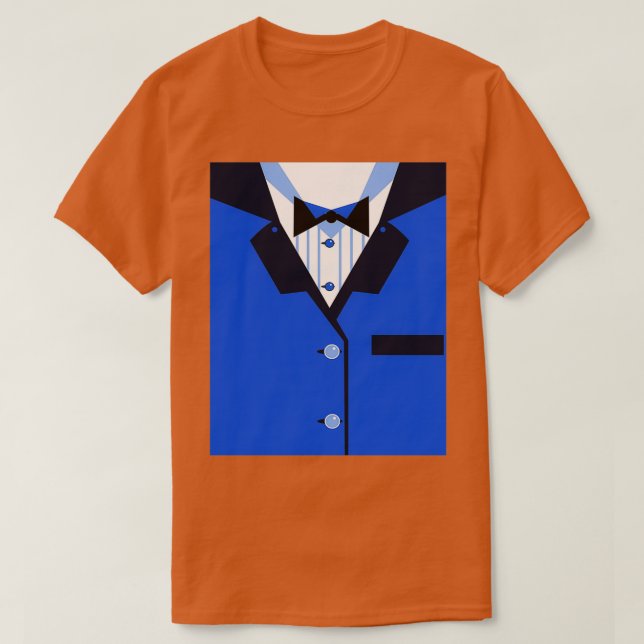 T-shirt Dinner Jacket Tuxedo Drôle Nœud Papillon Bleu Noir (Design devant)