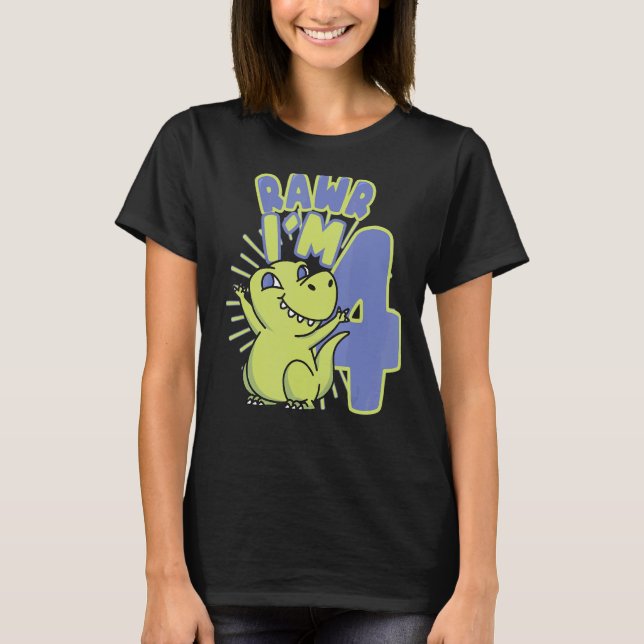 T-shirt Dino 4 Ans Pour Rex Dinosaur 4 Ans (Devant)