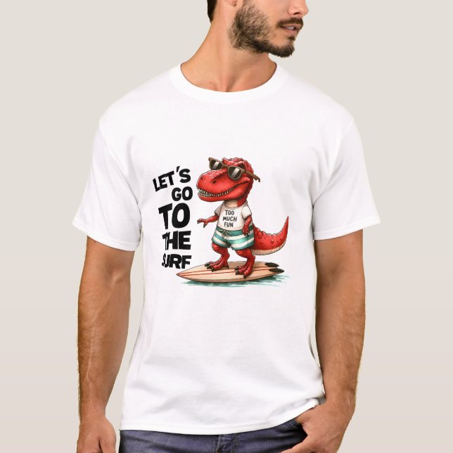 T-shirt Dino allons au surf (Devant)