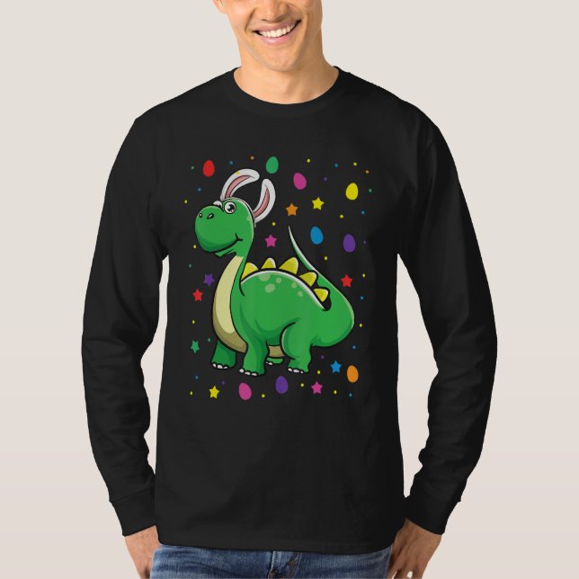 T-shirt Dino Avec Des Oreilles De Lapin Drôle Chasse D'Oeu (Devant)