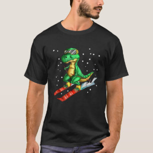 T-shirt Dino Avec Ski Goggles Skier Dinosaur T rex Ski