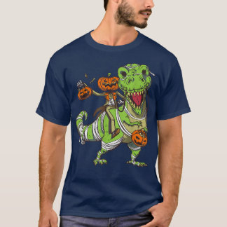 T-shirt Dino avec squelette et Citrouille Happy Halloween 