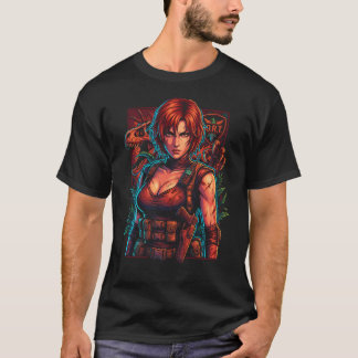 T-shirt Dino Crisis Regina Tenue Tactique Cheveux Rouges I