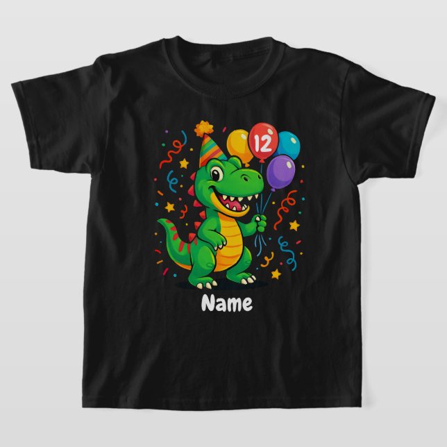T-shirt Dino d'anniversaire mignon personnalisé (Poser)