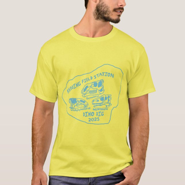 T-shirt Dino Dig 2025 Impression Bleu Cyan (Devant)