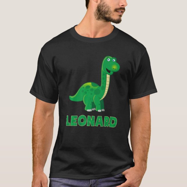 T-shirt Dino dinosaure nom Leonard (Devant)