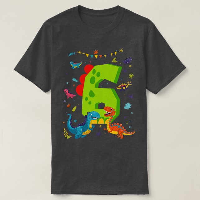 T-shirt Dino Dinosaures Enfants 6e anniversaire 6 ans (Design devant)