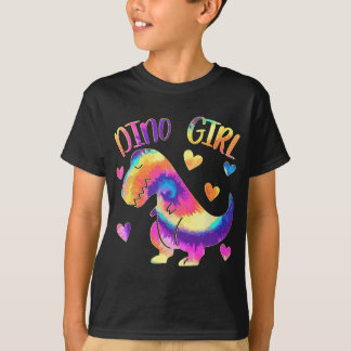 T-shirt Dino Girl - Dinosaur Lover - Tie Dye mignonne Ado 