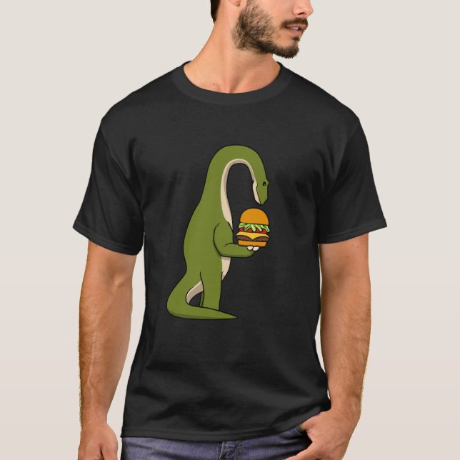 T-shirt Dino Hamburger Manger Dinosaure T-Rex (Devant)