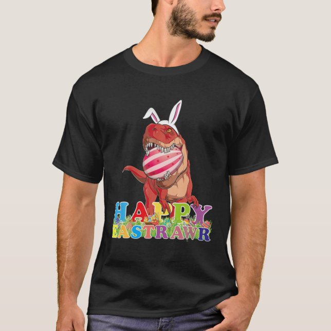 T-shirt Dino Happy Eastrawr T Rex Pâques Panier Oeufs Lapi (Devant)