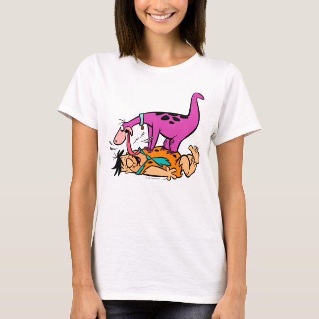 T-shirt Dino Licking Fred Flintstone (Devant)