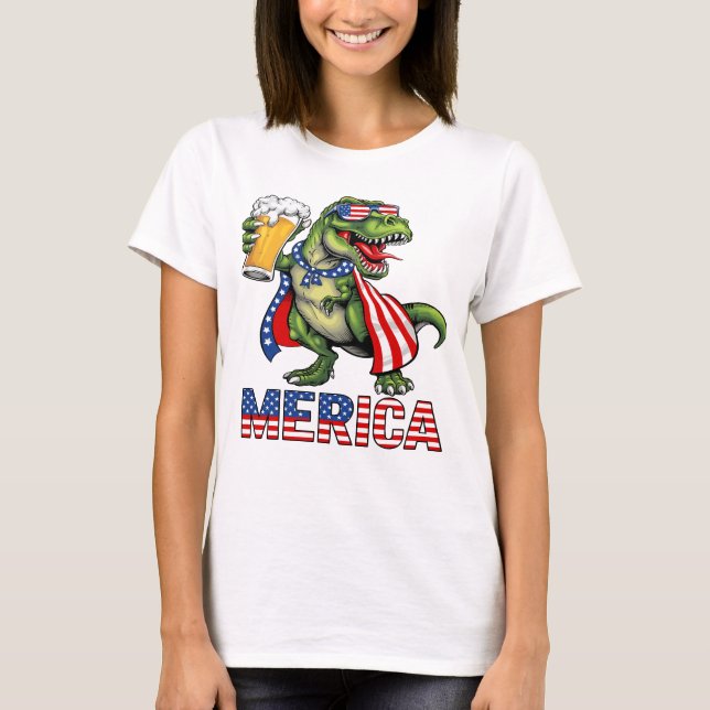 T-shirt Dino 'Merica 4 Juillet Amusant (Devant)
