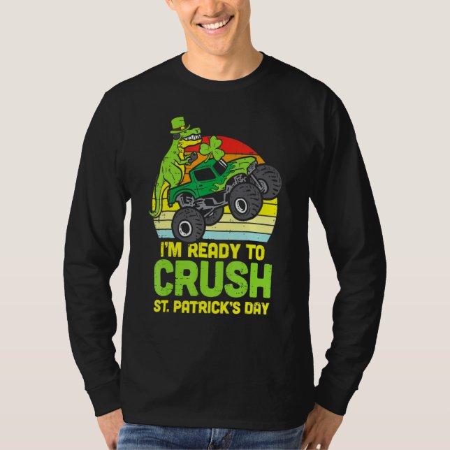 T-shirt Dino Monster Camion Prêt Crush Jour de la Saint Pa (Devant)