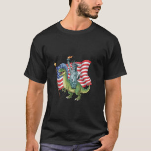 T-shirt Dino Statue De La Liberté 4 juillet Drapeau Améric