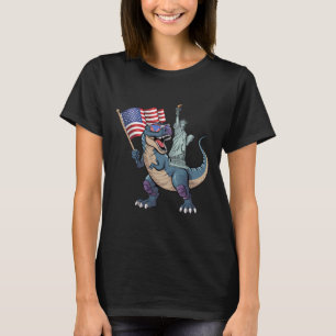 T-shirt Dino Statue De La Liberté 4 juillet Drôle Garçons 