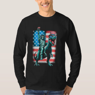 T-shirt Dino Statue De La Liberté 4 juillet Garçons Americ