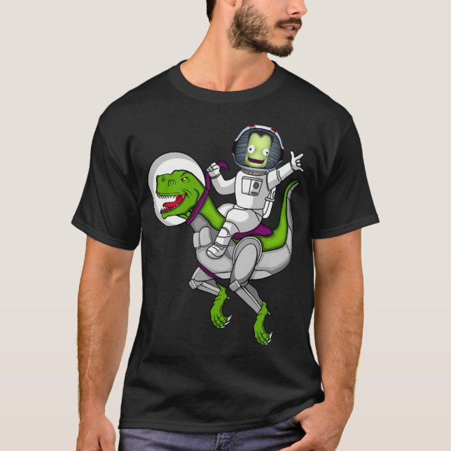 T-shirt Dino T-Rex Kerbal Programme Spacecraft Kerbals Ksp (Devant)