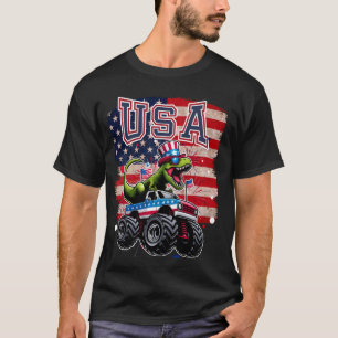 T-shirt Dino T Rex USA Monster Truck USA Drapeau 4 juillet