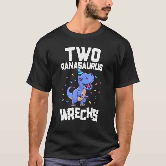 T-shirt Dinosaur 2 ans fête d'anniversaire 2e Anniversaire (Devant)