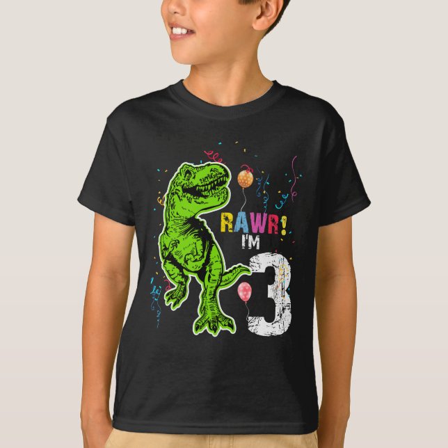 T-shirt Dinosaur 3e anniversaire T-Rex (Devant)