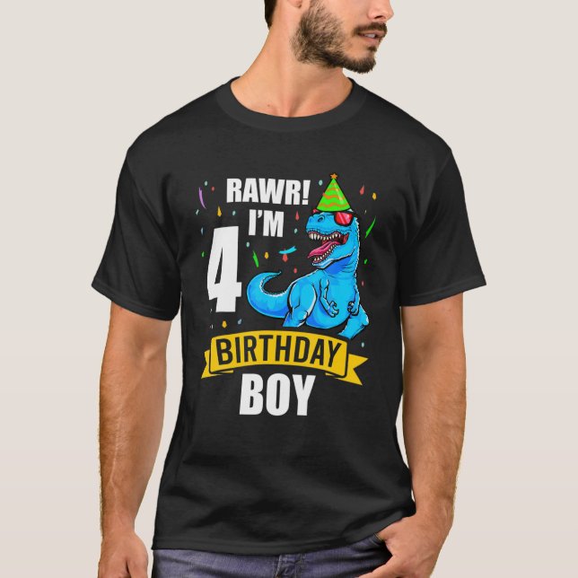 T-shirt Dinosaur 4 4 Anniversaire Garçon Enfant (Devant)