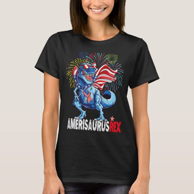 T-shirt Dinosaur 4 juillet Enfants Garçon Hommes Amerisaur (Devant)