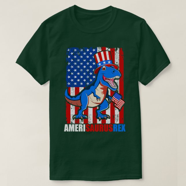 T-shirt Dinosaur 4 juillet Enfants Garçons Hommes Amerisau (Design devant)