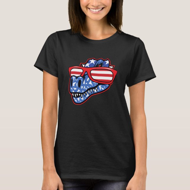 T-shirt Dinosaur 4th of July Girls Women Rex (Devant)