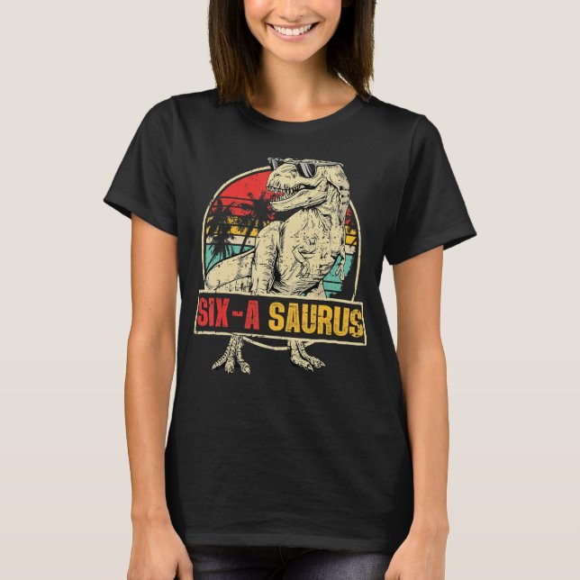 T-shirt Dinosaur 6 ans Anniversaire 6e Rex Dino Six Saur (Devant)