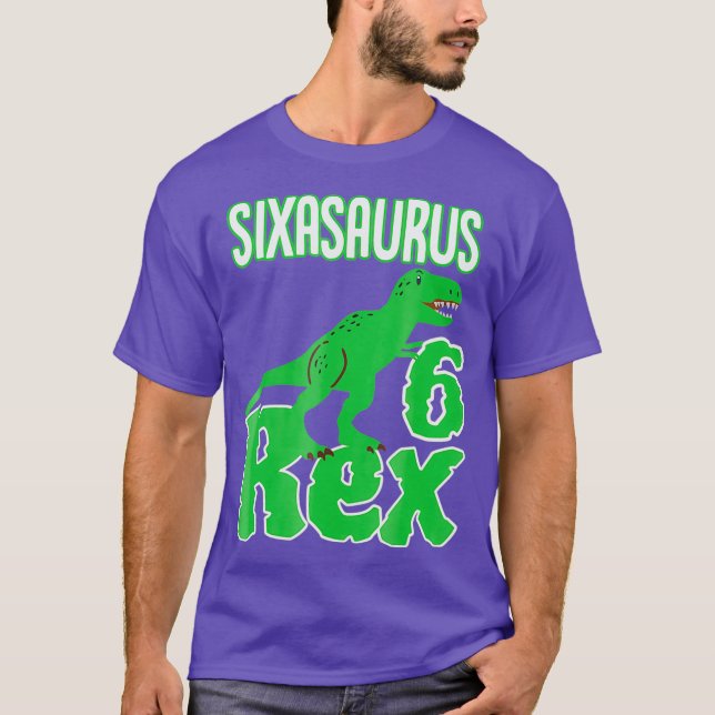 T-shirt Dinosaur 6e anniversaire Chemise Sixasaurus Rex (Devant)