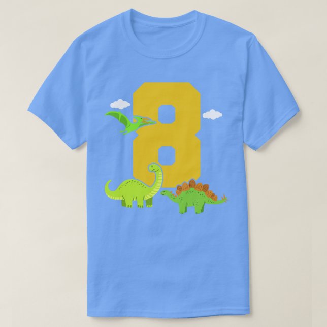 T-shirt Dinosaur 8e anniversaire (Design devant)