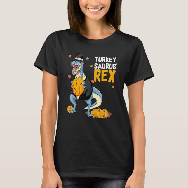 T-shirt Dinosaur Action de grâce Garçons Dinde Saurus Rex  (Devant)