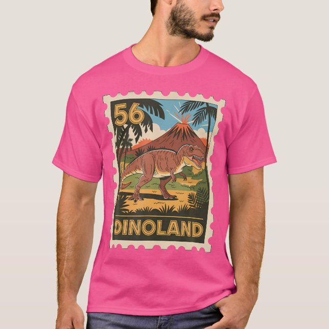 T-shirt Dinosaur Adventure Stamp Design Volcanique Avec T- (Devant)