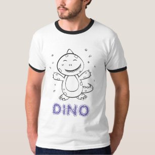 T-shirt Dinosaur - Animal d'art esquissé en noir et blanc