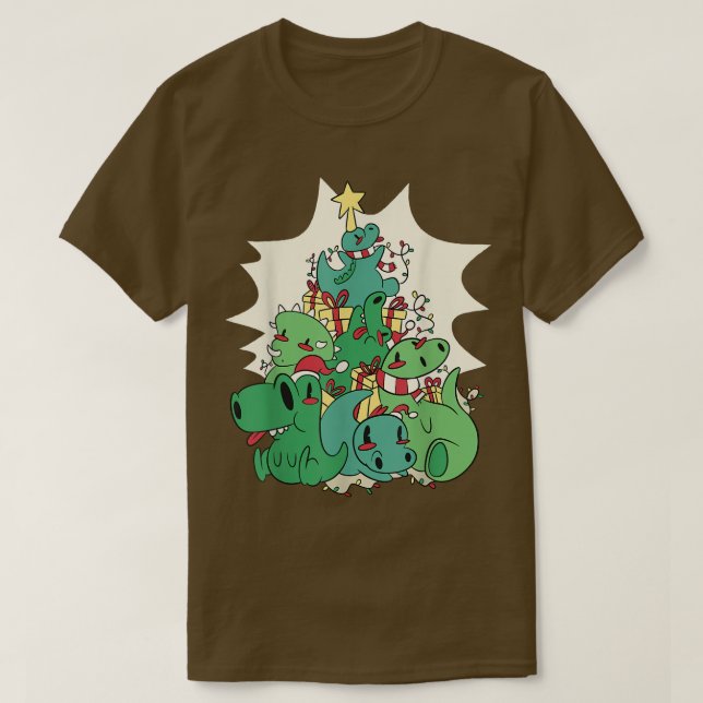 T-shirt Dinosaur arbre de Noël T Funny Noël (Design devant)