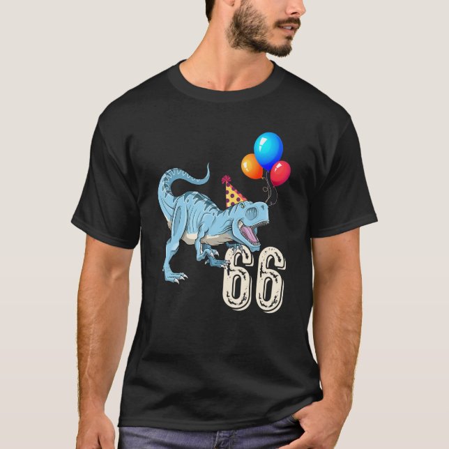 T-shirt Dinosaur Balloon Rex 66e anniversaire garçon fille (Devant)