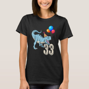 T-shirt Dinosaur Balloon T Rex 33e anniversaire fille garç