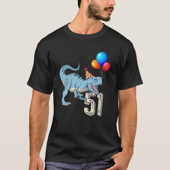 T-shirt Dinosaur Balloon T Rex 51E Anniversaire Garçon fil (Devant)