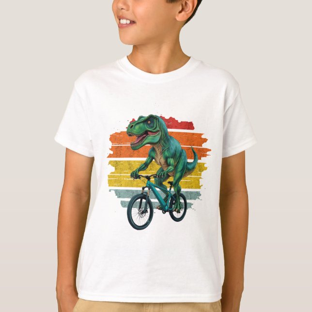 T-shirt Dinosaur Biker Drôle Vélo Amusant conception de ch (Devant)