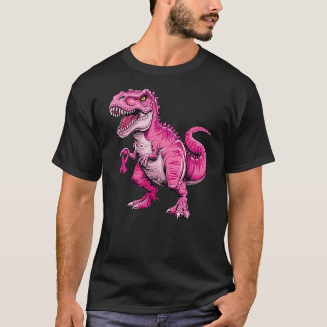 T-shirt Dinosaur Breast Cancer Awareness Pink Ribbon For K (Devant)