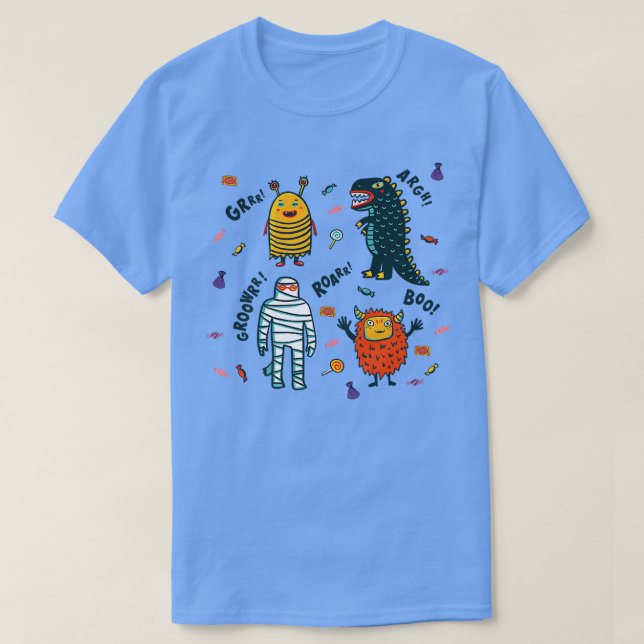 T-shirt Dinosaur Candy Mummy Monster Bumble Bee Halloween  (Design devant)