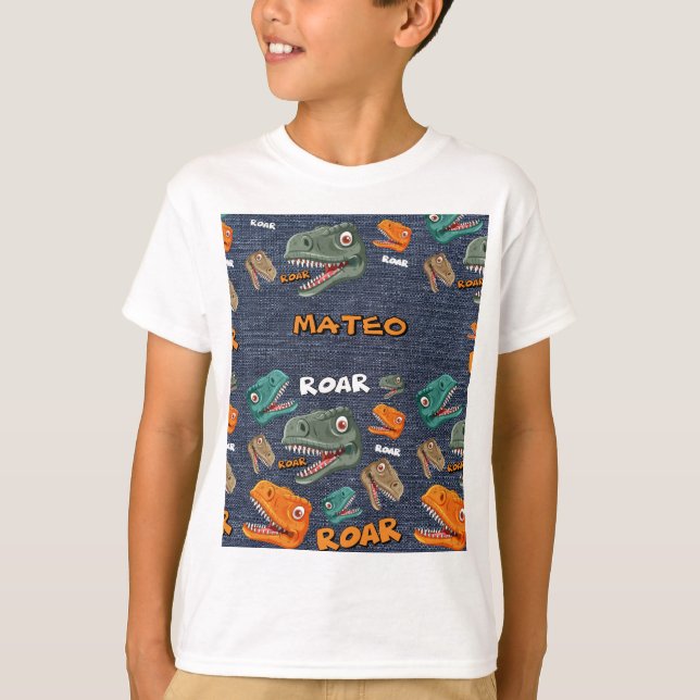 T-shirt Dinosaur Cartoon Pattern for Kids (Devant)