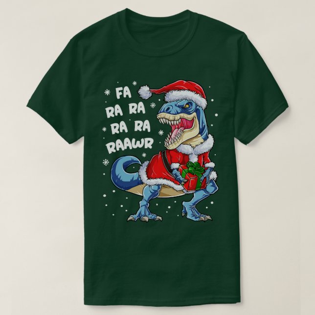 T-shirt Dinosaur Christmas Fa Ra Rawr T rex Père Noël Boys (Design devant)