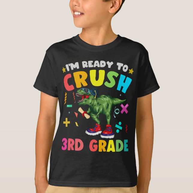 T-shirt Dinosaur Crush 3e grade Dino Premier jour Garçons  (Devant)