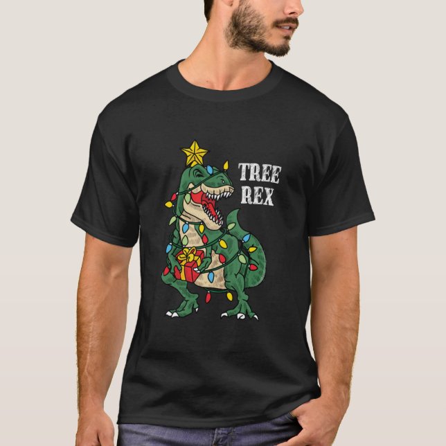 T-shirt Dinosaur de Noël Rex Funny Cadeaux De Noël Pour K (Devant)